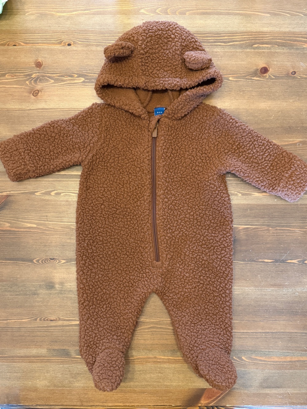 Old Navy Infant Bear Sherpa Hooded One-Piece (0-3M)